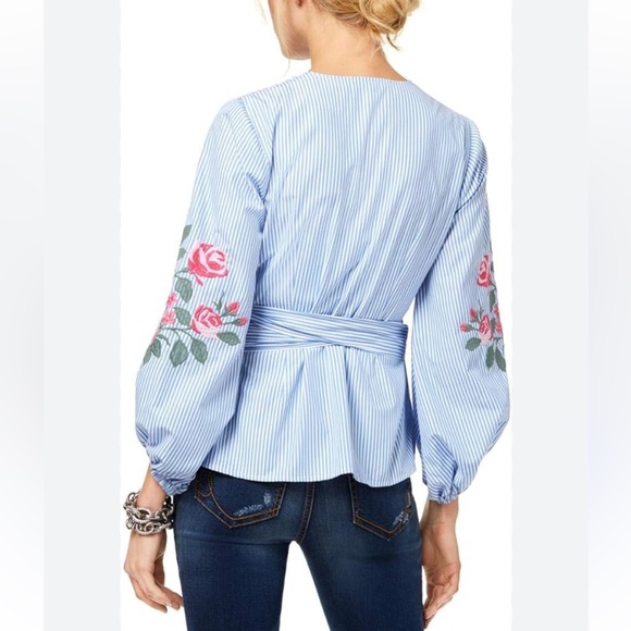 International Concepts Embroidered Striped Blouse - Picture 2 of 8